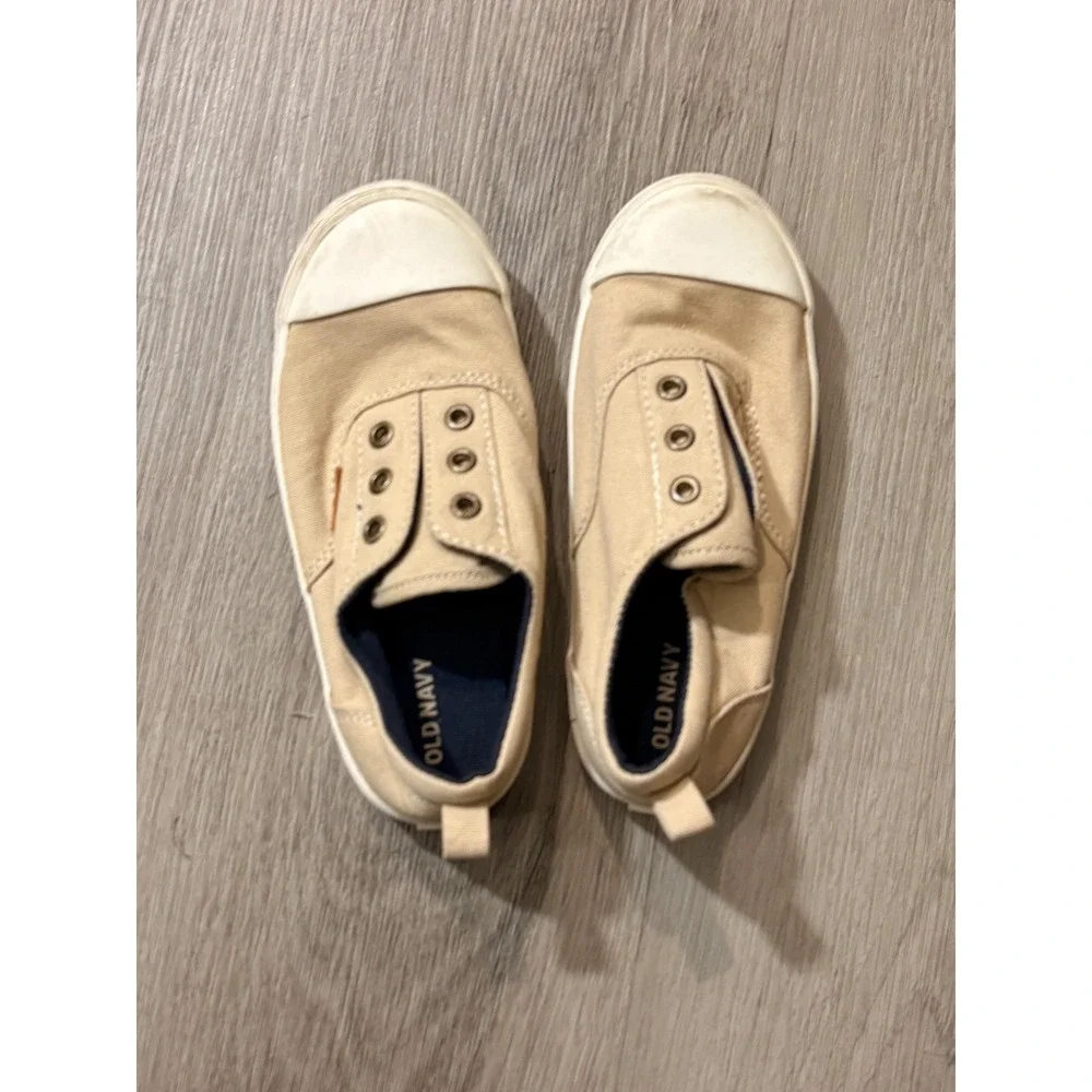 Old Navy Kids Laceless Canvas Slip On Sneakers Khaki Tan Size 10 818014-01
